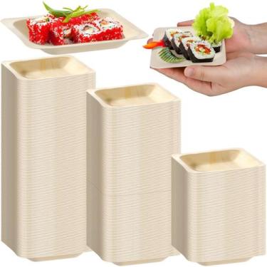 Imagem de Taças quadradas descartáveis de folha de palmeira, 300 unidades para f