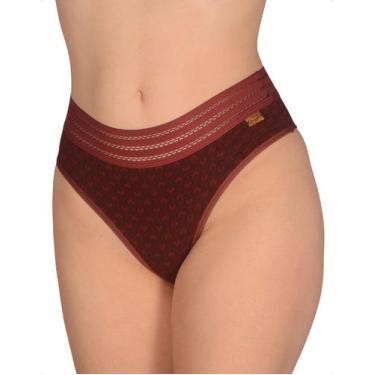 Imagem de Calcinha 3D Coração Conforto Cós Vazado Lingerie Feminina Cintura Alta