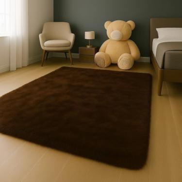 Imagem de Tapete Felpudo Para Sala E Quarto 1,00 x 1,50(MARROM LISO)