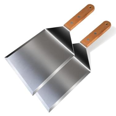 Imagem de vriysei Espátula grande, espátula profissional para hambúrguer – Espátula extra larga de 15 x 12,7 cm com cabo de madeira, resistente para grelhar, hambúrgueres e panquecas (2)