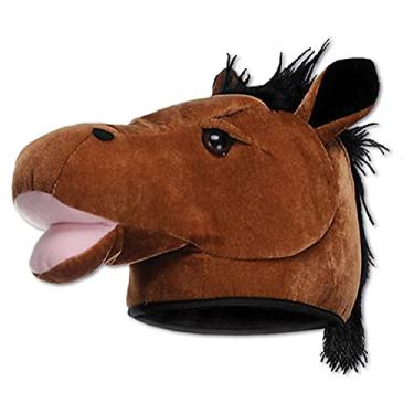 Imagem de Chapéu de cabeça de cavalo de pelúcia acessório de festa (1 unidade) (1/pacote)