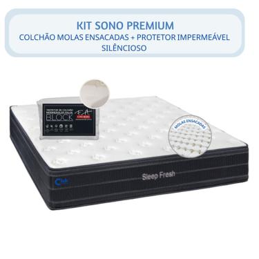 Imagem de Kit Colchão Casal Sleep Fresh Molas Ensacadas 138x188x30 + Protetor Impermeável  Block Fa -  Antiácaro - Antialérgico