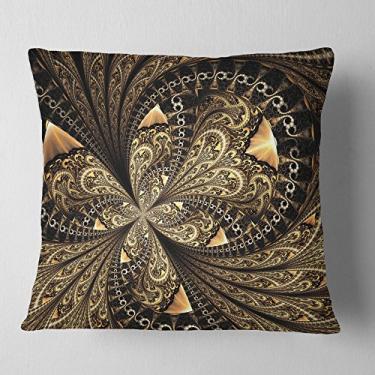 Imagem de Design de arte digital com estampa de flor fractal marrom sala de estar, sofá, almofada de alta qualidade + capa de almofada impressa em ambos os lados 40,64 cm x 40,64 cm