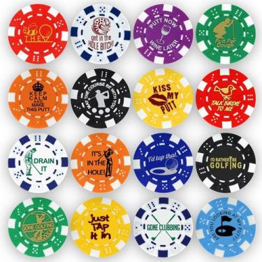 Imagem de Coleção de fichas de pôquer Golf Ball Marker DA VINCI, pacote com 16