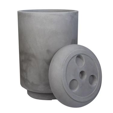 Imagem de Conjunto Vaso e Prato em Cimento Queimado Match 36 - JCMCCQCQ36 - JAPI