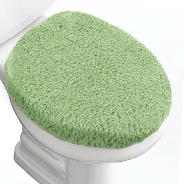 Imagem de BAAHRNOM Tampa de vaso sanitário de microfibra macia de luxo lavável na máquina capa de assento de vaso sanitário sólido 44,5 cm x 38,1 cm suporte de borracha ajustável serve para a maioria 40,6-44,5