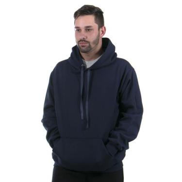 Imagem de Moletom masculino canguru com capuz liso de bolso inverno cor - azul m