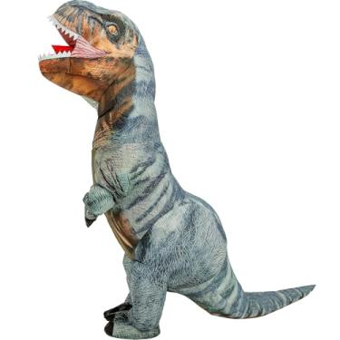 Imagem de RQUXMT Fantasia inflável T Rex para adultos, traje de dinossauro de corpo inteiro, fantasias de Halloween para homens e mulheres