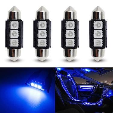Imagem de GLOFE 9-30V Extremamente Brilhante 6411 6418 C5W Festoon Lâmpadas LED Sem Erros 1,5" 36 mm para Mapa Interno Luzes Cúpula e Placa de Licença Luzes de Porta de Cortesia, Azul, 4 Peças