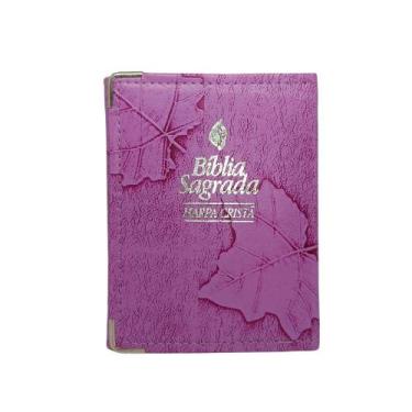 Imagem de Bíblia sagrada  pequena  harpa cristã  arc  capa carteira lilás - EDIT