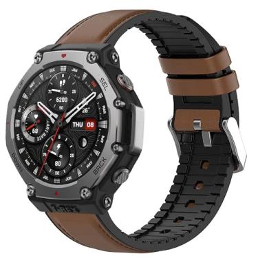Imagem de Compatível com pulseiras Amazfit T-Rex 3, Lamshaw Quick Release de 22 mm, pulseira de couro de silicone respirável de 20 mm compatível com Amazfit T-Rex 3 de 48 mm, Balance, Cheetah Pro, Cheetah Round