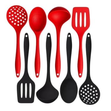 Imagem de Kit 4 Utensílios de Cozinha Silicone Resistente Não Risca Linha Premium M5 Armarinhos (Vermelho)
