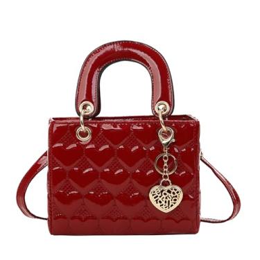 Imagem de DISSONA Bolsas e bolsas para mulheres, moda feminina, couro envernizado, poliuretano, alça superior, bolsa tiracolo, Vermelha pequena