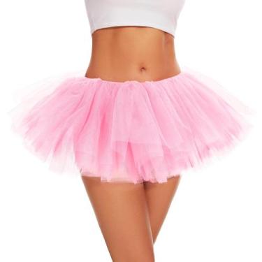 Imagem de Tutu ASKHOPE para mulheres e adultos, saia de tule de 5 camadas, rosa