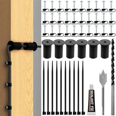 Imagem de Kit de roteamento de cabos com 49 peças para Starlink, ilhós de passagem de parede para Starlink Gen 2/3 Dish e kit de instalação Mini Ethernet – Broca de 9 mm e 5/40.6 cm, clipes de arame e