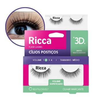 Imagem de Cílios Postiços Médio Efeito 3D Multicamadas Volume 2 Sofisticado Ricc