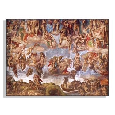 Imagem de CHJQIERX Michelangelo Canvas Wall Art The Last Judgment Detail Poster Sistine Chapel Fresco Cut Out Print Vivid Colors Vintage Poster Modern Home Wall Decor Sem moldura