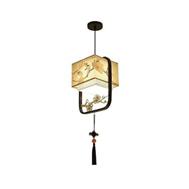 Imagem de Lustre de teto de tecido estilo japonês para restaurante, sala de estar, sala de jantar, luminária pendente de ferro criativa com personalidade única