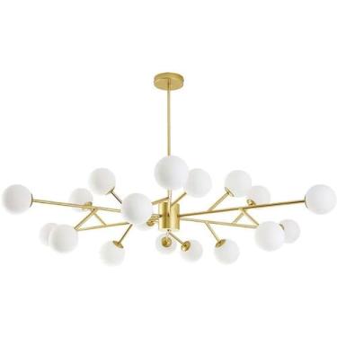 Imagem de Lustre Lustre Moderno Vidro Fosco Pendente Luz G9 Lustres Luminárias de Teto Preto e Dourado para Sala de Estar, Cozinha, Quarto, Sala de Jantar Decoração de Casa Lâmpada, Dourado 18 cabeças