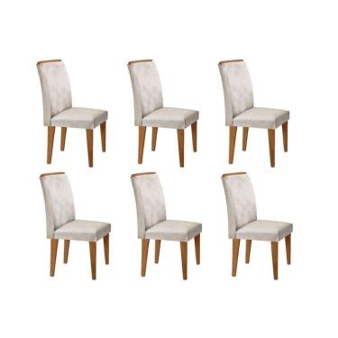 Imagem de Cadeira Sala De Jantar Lunara Kit 6 Un Imbuia/veludo Creme - Rufato