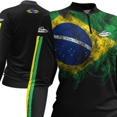 Imagem de Camisa Feminina Brasil Preta Makis Fishing Com Punho, Feminina, GG