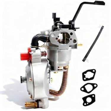 Imagem de RAROZEEK Carburador de combustível triplo duplo compatível com Predator 4000 4375 Honda GX160 Champion 163cc 196cc 212cc 224cc gerador gás natural gasolina propano GLP conversão kit de carburador