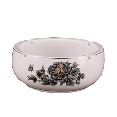 Imagem de Cinzeiros para Cigarros Azul e Branco Cerâmica Europeia Retro Sala de Estar Cinzeiro Boutique Grande Prático Cinzeiro de Cerâmica Elegante Personalidade Criativa Escritório Cinzeiro Redondo Decoração