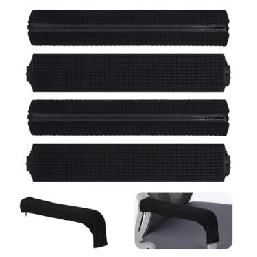 Imagem de 4 capas de braço para cadeira de mesa, capas de braço para cadeira de escritório, capa removível para apoio de braço de escritório, capa para cadeiras com zíper, elástico, lavável, protetor de
