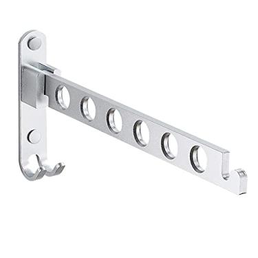 Imagem de Cabide de roupas portátil sólido, rack de secagem de roupas dobrável, barra de toalha de banho, suporte para roupas de lavanderia, secador de parede varanda de banheiro (cor: preto) (preto) (prata