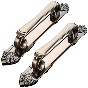 Imagem de Puxador criativo para móveis - Maçaneta de porta deslizante antiga europeia, puxadores de porta de armário de metal retrô, puxadores de maçaneta de porta de hardware para guarda-roupa celeiro garagem