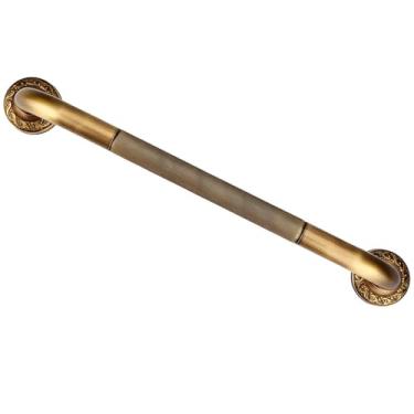 Imagem de GeRRiT Barra de apoio para chuveiro, barra de apoio de banheiro de latão vintage de 48 cm, trilho de mão de segurança para banheiras e chuveiros, alça de suporte de banheira de latão
