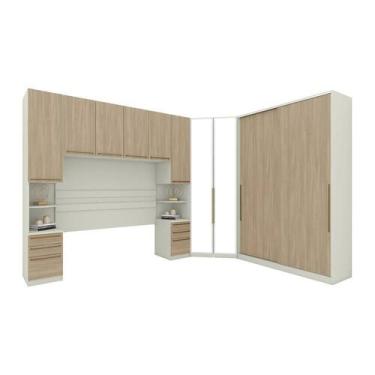 Imagem de Quarto Modulado Casal 5 Peças Seletto Areia/Jequitibá - Henn