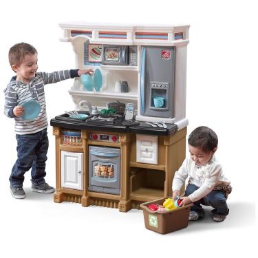 Imagem de Cozinha Infantil, Brinquedo Interativo com Luzes e Sons, Plástico Durável, 20 Acessórios, Para Crianças a Partir de 2 Anos, Step2, Cor Areia