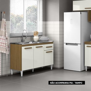Imagem de Balcão Cozinha com Tampo 120cm 1 Gaveta Grazieli Atacama/Off White A09 - D'Rossi