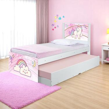Imagem de Cama Solteiro Infantil com Cama Auxiliar 195x96cm Personagens Unicórnio K02 - D'Rossi