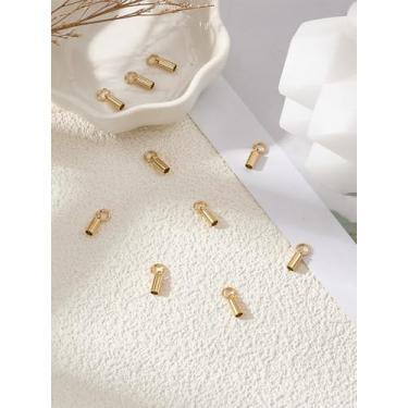 Imagem de 10 peças de extremidades de cabo de aço inoxidável 201, tampas de extremidade de coluna, pontas de fecho de fita de couro para pulseiras, fabricação de joias de couro, 8,5 x 3 mm, orifício: 2,5 mm