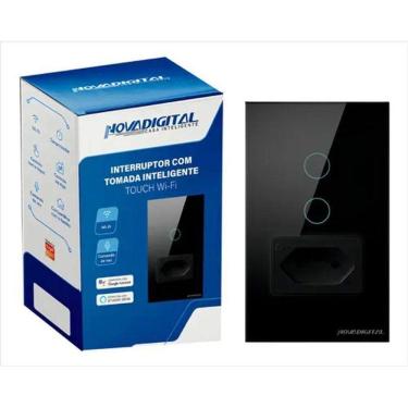 Imagem de Interruptor Wifi Novadigital 2 Botões Tomada 20A 4X2 Preto