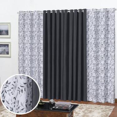 Imagem de Cortina Florata 3,00LX2,20A Estampada Para Sala e Quarto Decoração Aca