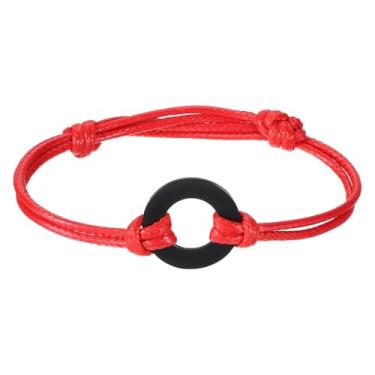 Imagem de PATIKIL Pulseira de estampagem de arruela 21 mm/0,83", pacote com 5 pulseiras de arruela de aço inoxidável em branco com nó deslizante ajustável para fazer você mesmo, acessórios artesanais, vermelho