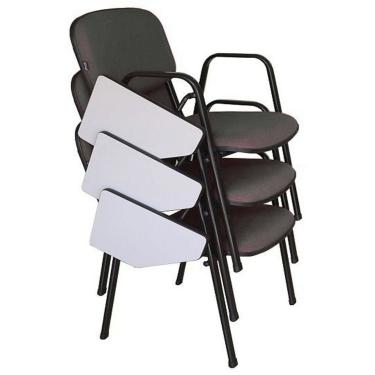 Imagem de 03 Cadeiras Escolar Universitária Linha Hotel Auditório Cinza