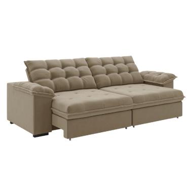 Imagem de Sofá Retrátil E Reclinável Bipartido 2,90m 5 Lugares Palermo Slim Luizzi Castor