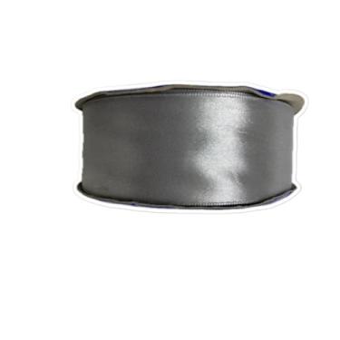 Imagem de ROLO Fita de Cetim Simples N°9 38mm, 50mts ideal para presentes, decorações, festas visual elegante e integração estilosa(CINZA (COR 300))