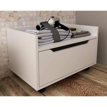 Imagem de Gabinete De Banheiro Suspenso Bn3647 S- Cuba 1 Gaveta E Rodizio 60cm Branco - Tecno Mobili