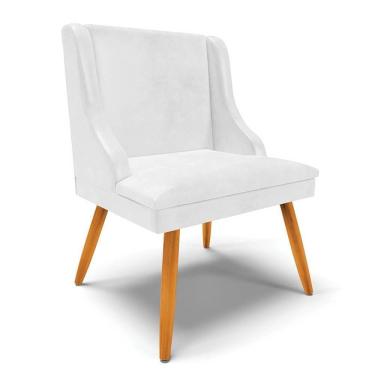 Imagem de Cadeira Estofada Para Sala De Jantar Pés Palito Lia Sintético Premium Branco - Ibiza