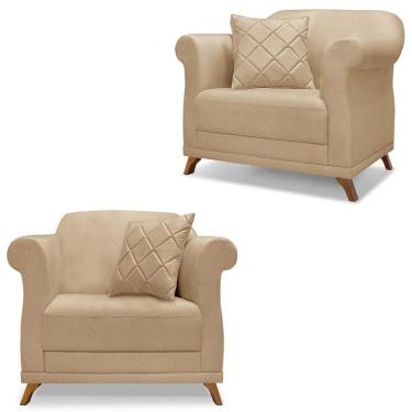 Imagem de Kit 2 Poltronas Decorativas Retro Polo Linho Dourado Ezz Dourado