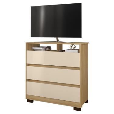 Imagem de Cômoda Para Quarto 3 Gavetas 90cm Califórnia Carvalho-off White - Incorplac