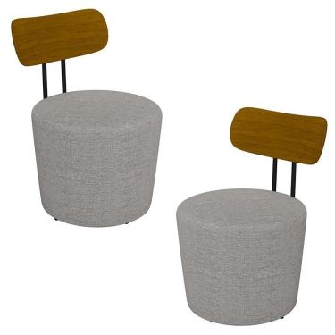 Imagem de Kit 2 Poltronas Decorativas Redondas 53cm Le Moon M22 Linho Cinza - Mpozenato