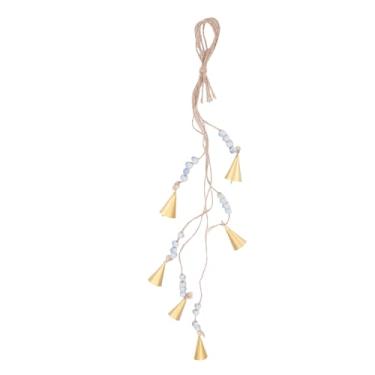 Imagem de Conjunto de sinos de vaca rústicos vintage Cffuvros, sinos de ferro feitos à mão com corda de cânhamo para pendurar, decoração de Natal, carrilhão de para casa, jardim, decoração (A)