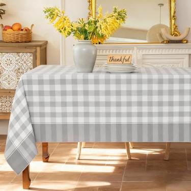 Imagem de Midsummer Breeze Toalha de mesa xadrez - toalha de mesa guingão de algodão - toalhas de mesa xadrez rústicas para cozinha e jantar todos os dias (quadrado, 152 x 152 cm, cinza)