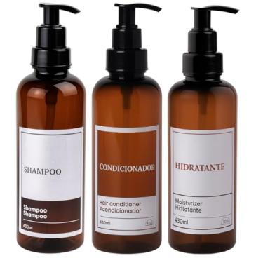 Imagem de Kit Banheiro 3 Peças Porta Shampoo Condicionador Hidratante (Kit 3)